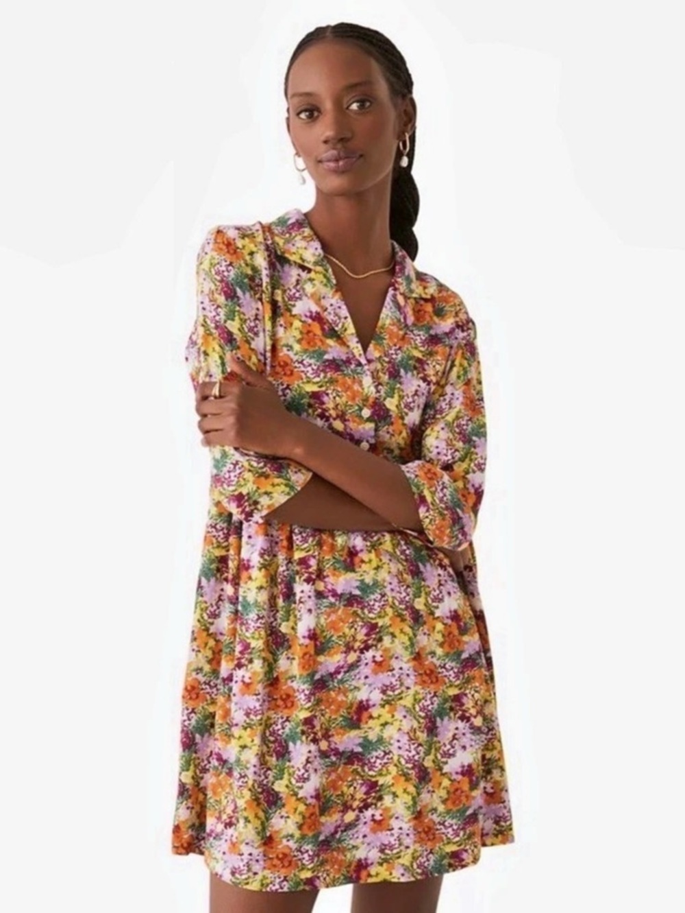 Frank and Oak The Babydoll Dress in Mulberry Size S Floral